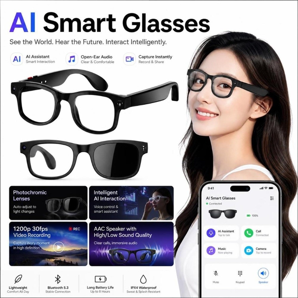 2 in 1 AI Smart Glasses HD Pho - огляд і ціна Blue Light Glasses
