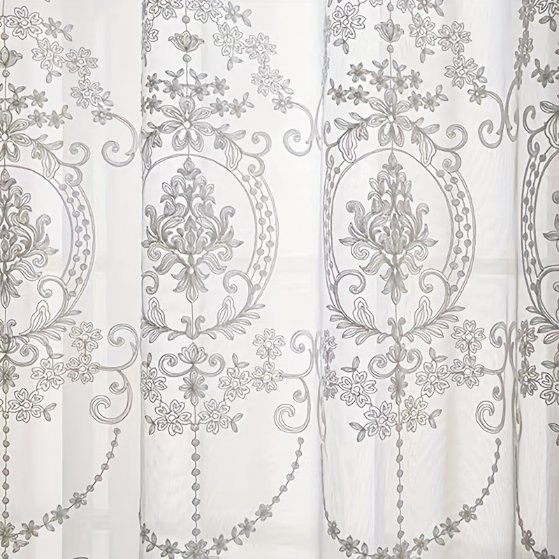 1pc White Embroidered Sheer Cu - огляд і ціна Home Office Setup Ideas