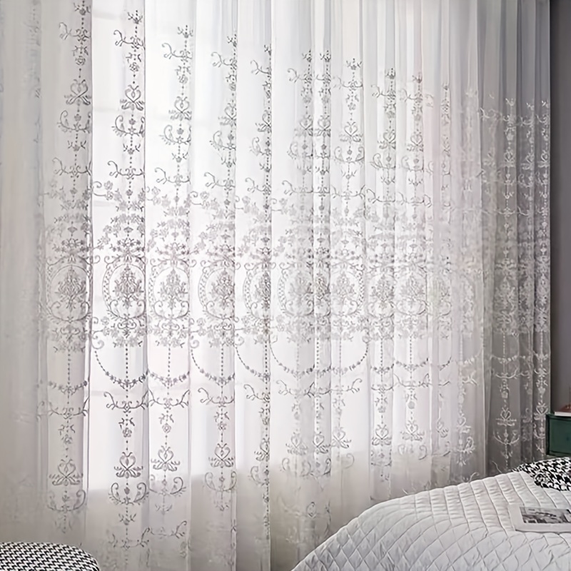 1pc White Embroidered Sheer Cu - огляд і ціна Home Office Setup Ideas